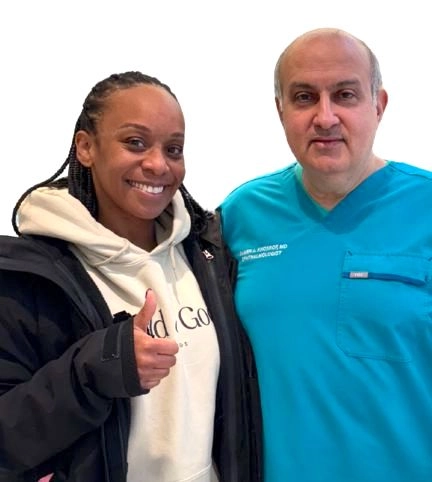 Dr. Kohsrof with real patient Jasmine